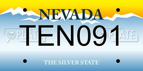 TEN091 Nevada License Plate