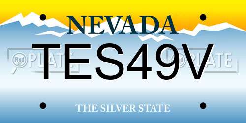 TES49V Nevada License Plate