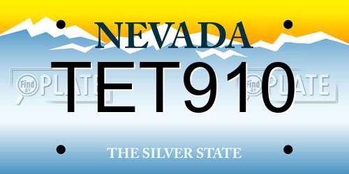 TET910 Nevada License Plate