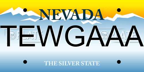 TEWGAAA Nevada License Plate