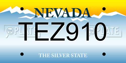 TEZ910 Nevada License Plate
