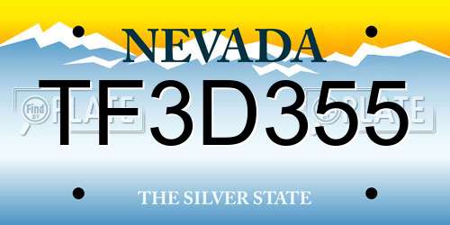 TF3D355 Nevada License Plate