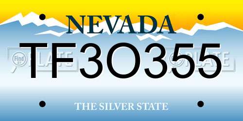 TF3O355 Nevada License Plate