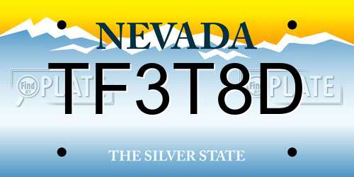 TF3T8D Nevada License Plate