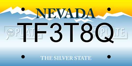 TF3T8Q Nevada License Plate