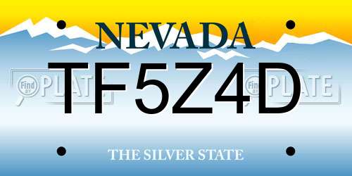 TF5Z4D Nevada License Plate