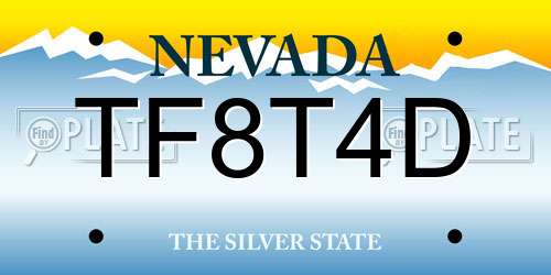TF8T4D Nevada License Plate