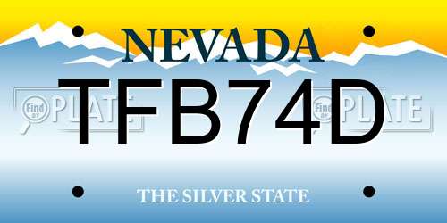 TFB74D Nevada License Plate