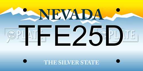 TFE25D Nevada License Plate