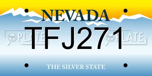 TFJ271 Nevada License Plate