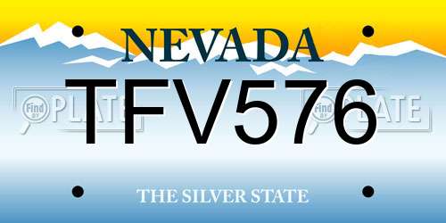 TFV576 Nevada License Plate