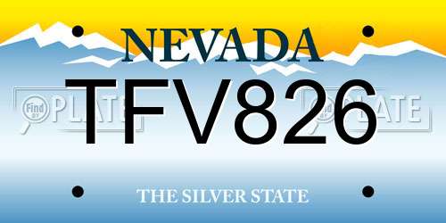 TFV826 Nevada License Plate
