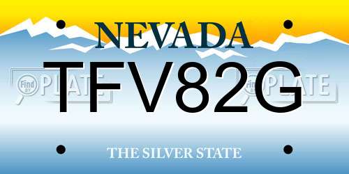 TFV82G Nevada License Plate