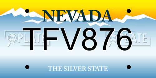 TFV876 Nevada License Plate