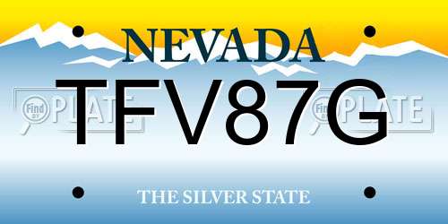 TFV87G Nevada License Plate