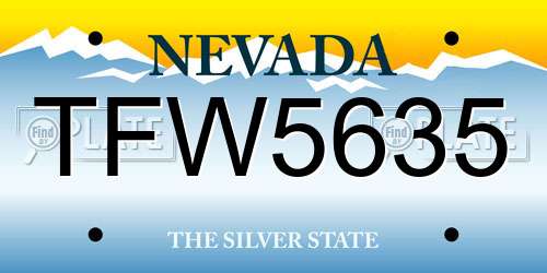 TFW5635 Nevada License Plate