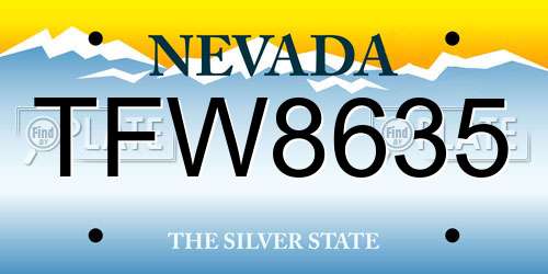 TFW8635 Nevada License Plate