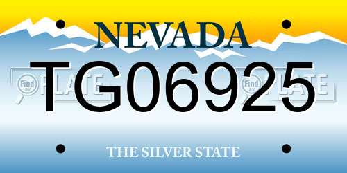TG06925 Nevada License Plate