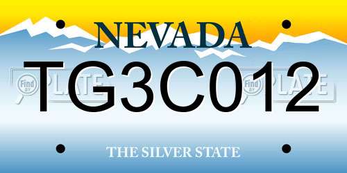 TG3C012 Nevada License Plate
