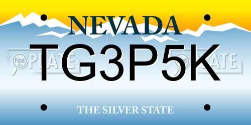 TG3P5K Nevada License Plate
