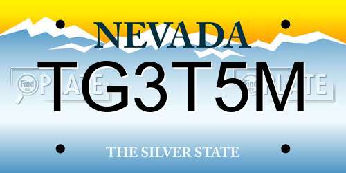 TG3T5M Nevada License Plate