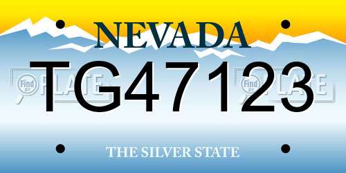 TG47123 Nevada License Plate