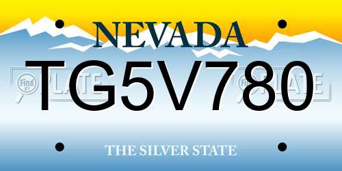 TG5V780 Nevada License Plate