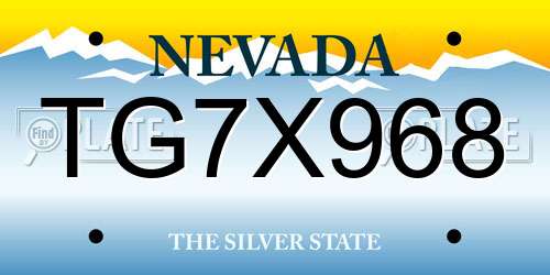 TG7X968 Nevada License Plate