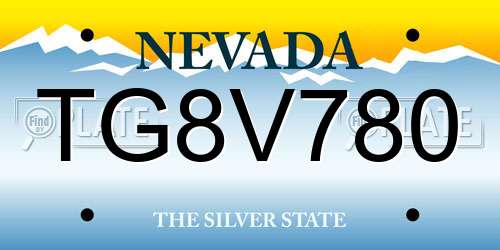 TG8V780 Nevada License Plate