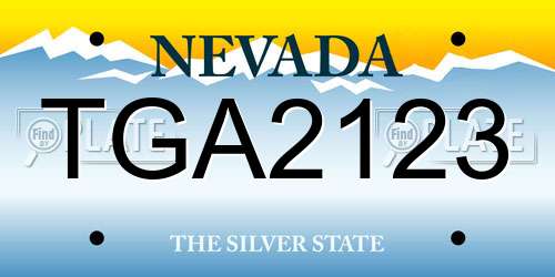 TGA2123 Nevada License Plate