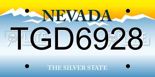TGD6928 Nevada License Plate