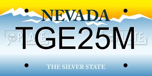 TGE25M Nevada License Plate