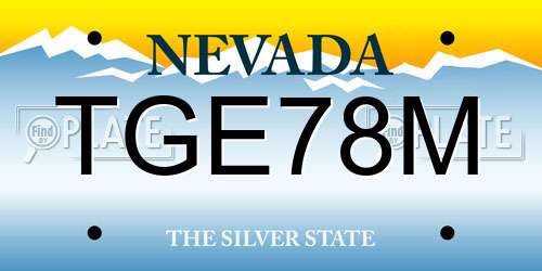 TGE78M Nevada License Plate