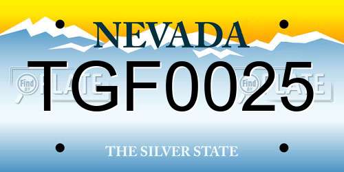 TGF0025 Nevada License Plate