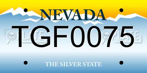 TGF0075 Nevada License Plate