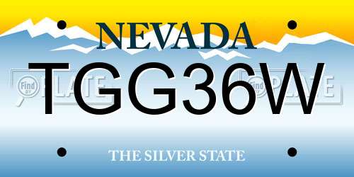 TGG36W Nevada License Plate