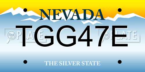TGG47E Nevada License Plate