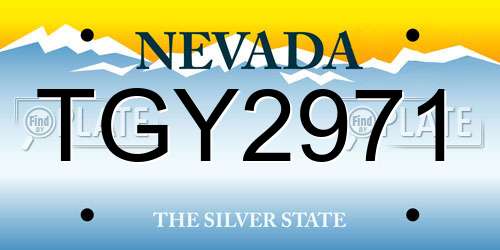 TGY2971 Nevada License Plate