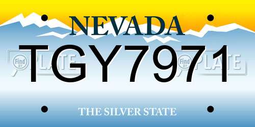 TGY7971 Nevada License Plate