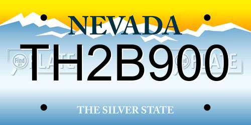 TH2B900 Nevada License Plate