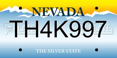 TH4K997 Nevada License Plate