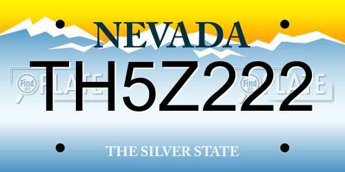 TH5Z222 Nevada License Plate
