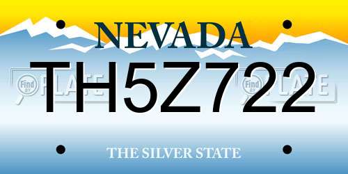 TH5Z722 Nevada License Plate
