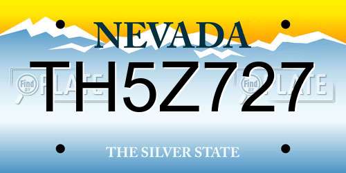 TH5Z727 Nevada License Plate