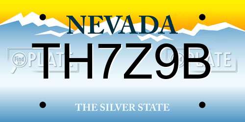 TH7Z9B Nevada License Plate