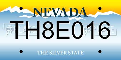 TH8E016 Nevada License Plate