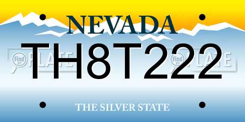 TH8T222 Nevada License Plate