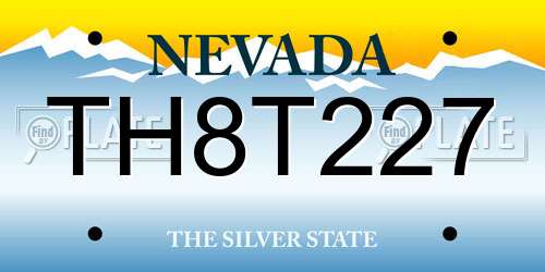 TH8T227 Nevada License Plate