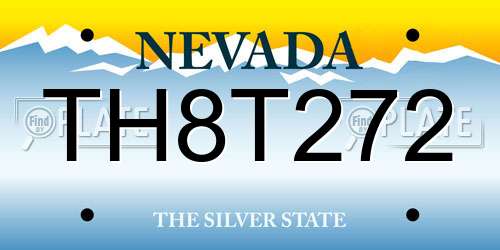 TH8T272 Nevada License Plate
