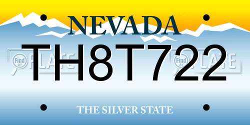 TH8T722 Nevada License Plate